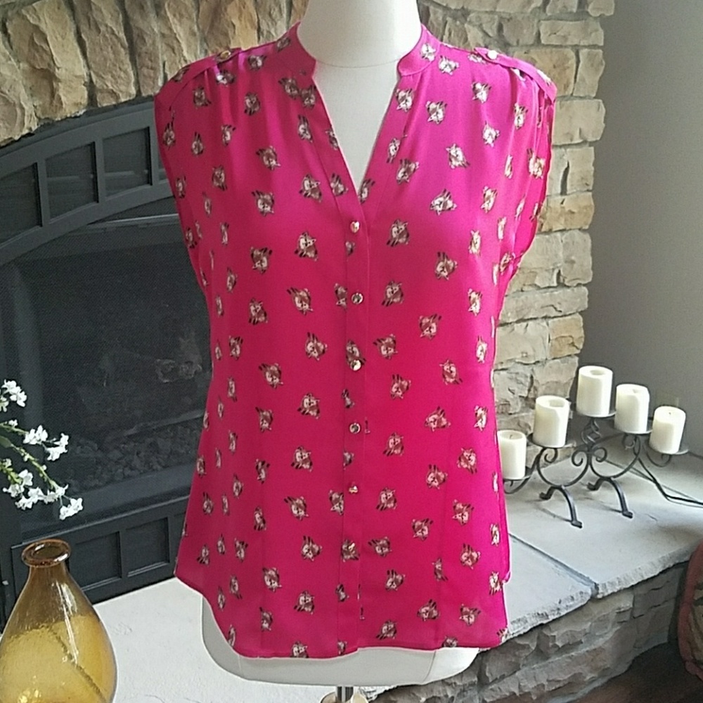 Cynthia Rowley hot pink fox sleeveless M
